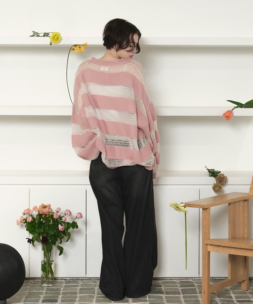 loin nuit ニット セーター sheer stripe knit / シアーストライプ