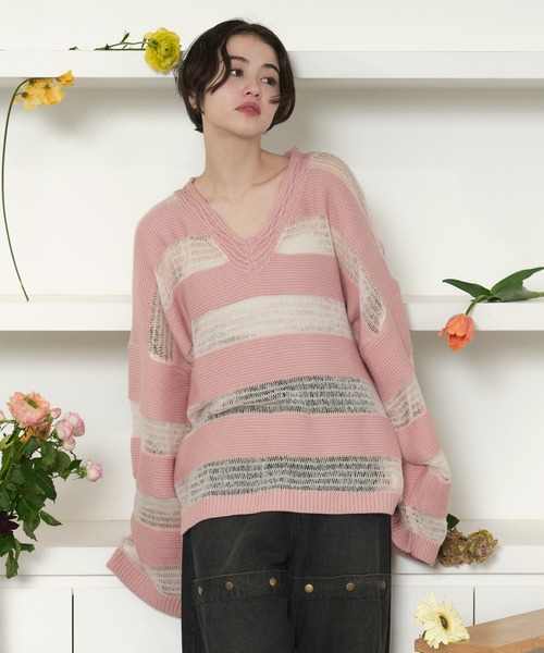 loin nuit ニット セーター sheer stripe knit / シアーストライプ