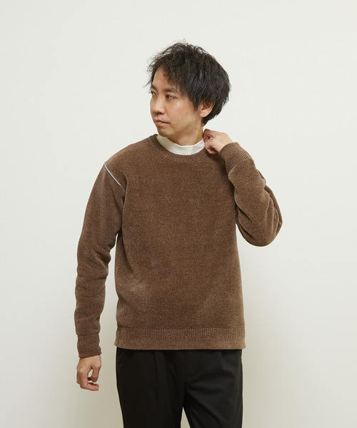 MEN'S MELROSE セーター ニット モールヤーンクルーネックニット