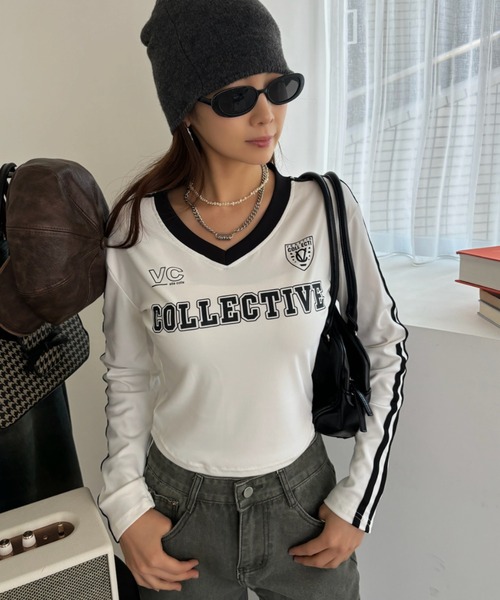 Ada. tシャツ クロップド丈 ユニフォーム ゲーム 長袖Tシャツ