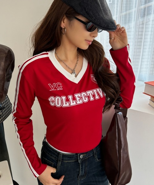 LOHEN 赤 クロップド長袖Tシャツ ドライロングスリーブTシャツ 00304－ALT 010 レッド SS