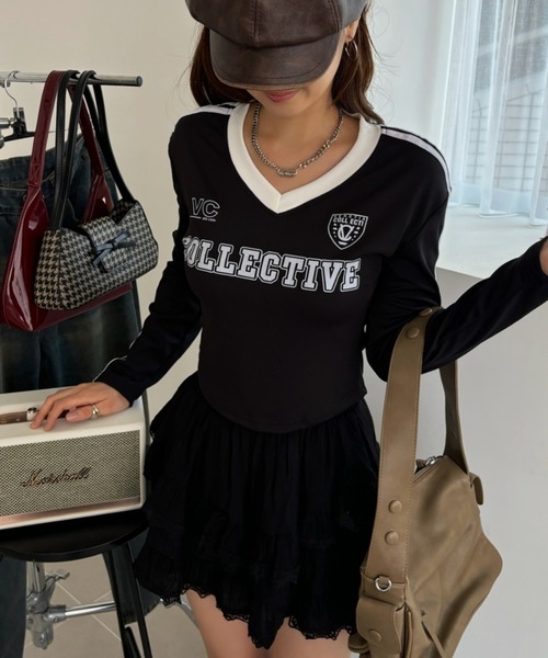 Ada. tシャツ クロップド丈 ユニフォーム ゲーム 長袖Tシャツ