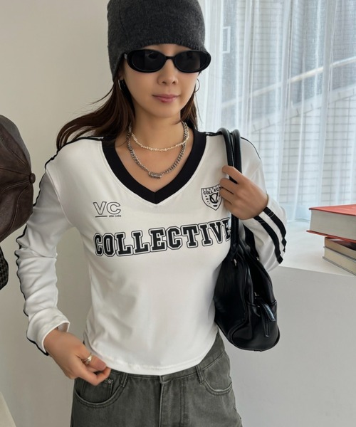 Ada. tシャツ クロップド丈 ユニフォーム ゲーム 長袖Tシャツ
