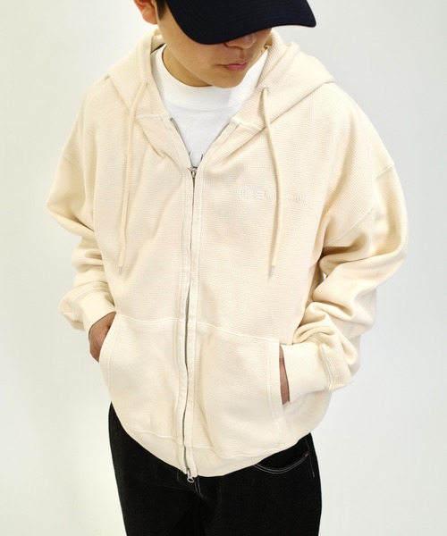 パーカー 「Sourcream/サワークリ―ム」ワッフルFADEフルジップパーカー レディース メンズ
