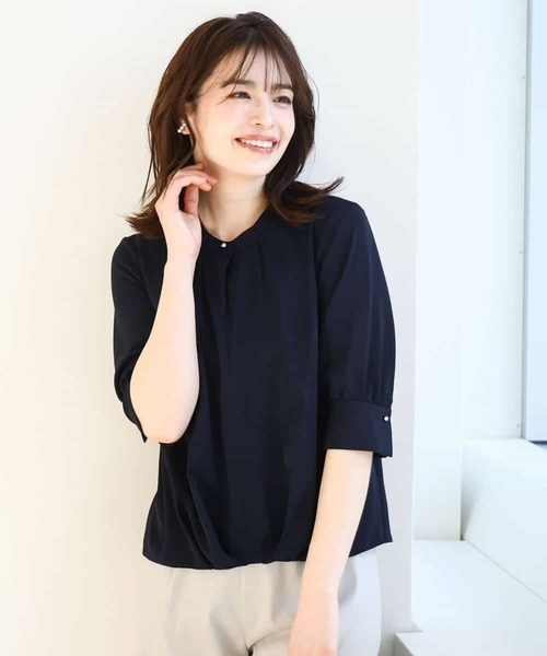 OFUON / オフオン フロントタックジョーゼットブラウス/洗える/WEB限定サイズあり フロントタックジョーゼットブラウス/洗える/WEB限定サイズ