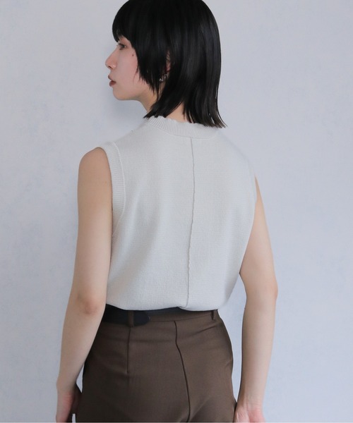 シェリエsheller ノースリーブニット　ホワイト　新品 cheriella ニット セーター 「cheriella」ライン切り替えノースリーブ