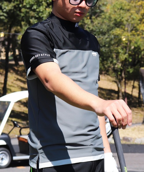 [新品]LUXE/R モックネックシャツ tシャツ (RM)「LUXE/R GOLF」COOL ＆ DRY ストレッチ スムース