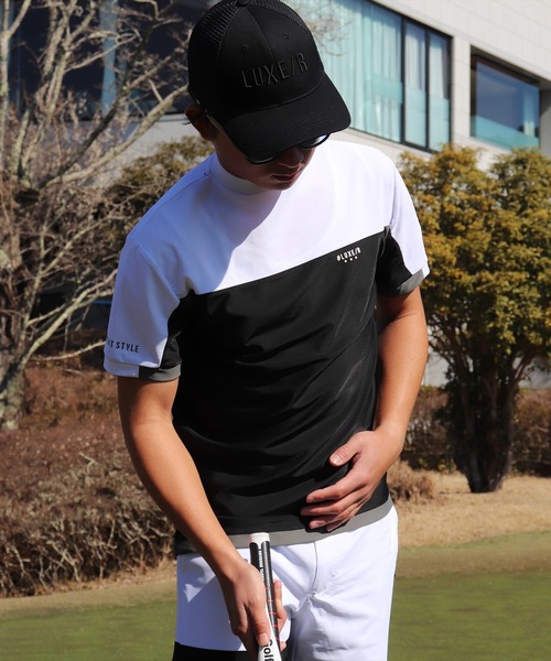 [新品]LUXE/R モックネックシャツ tシャツ (RM)「LUXE/R GOLF」COOL ＆ DRY ストレッチ スムース