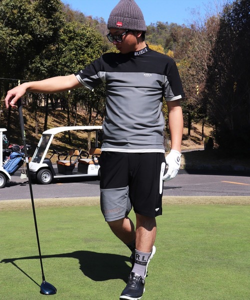 [新品]LUXE/R モックネックシャツ tシャツ (RM)「LUXE/R GOLF」COOL ＆ DRY ストレッチ スムース