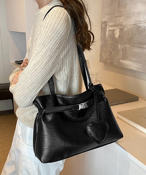 miniministore トートバッグ ハートチャーム付き肩掛け鞄 レディース