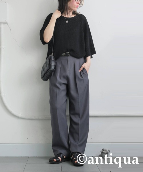 新品★39,600円 シルク＆カシミヤ BRIEFING サマーニット 黒 S antiqua（アンティカ） サマーニット ニット セーター サマーニット