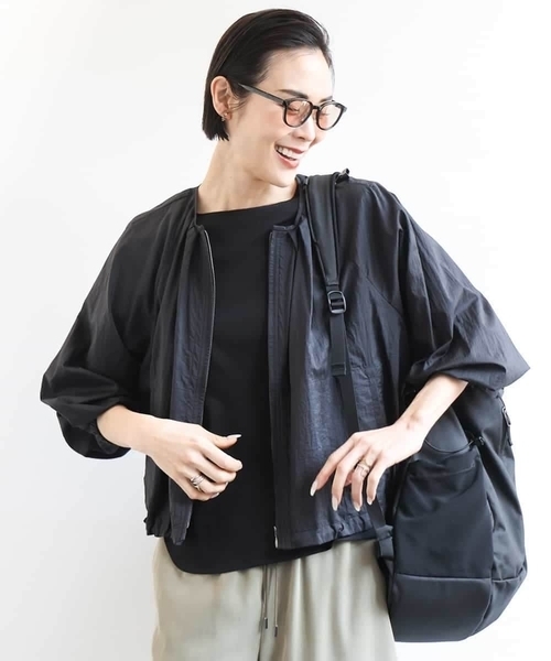 MICHEL KLEIN コート アウター シアーノーカラーブルゾン