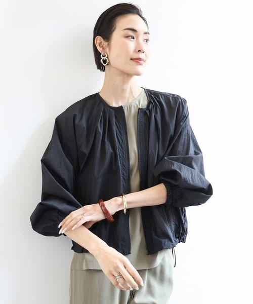 MICHEL KLEIN コート アウター シアーノーカラーブルゾン