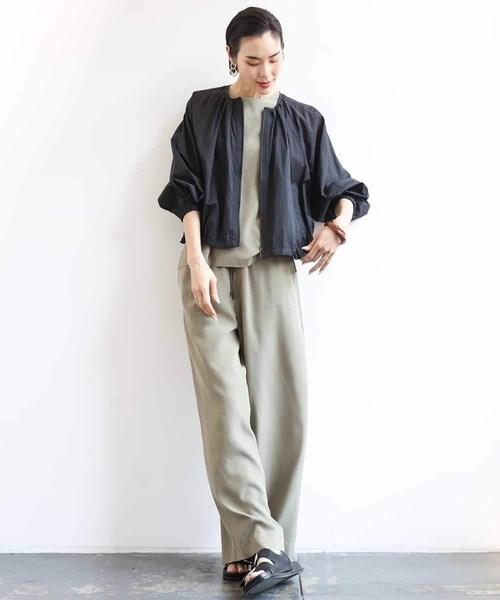 MICHEL KLEIN コート アウター シアーノーカラーブルゾン