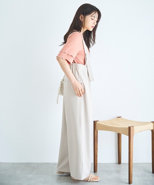 mil（ミル） tシャツ 前後2way 配色メロウ半袖（5分袖）トップス