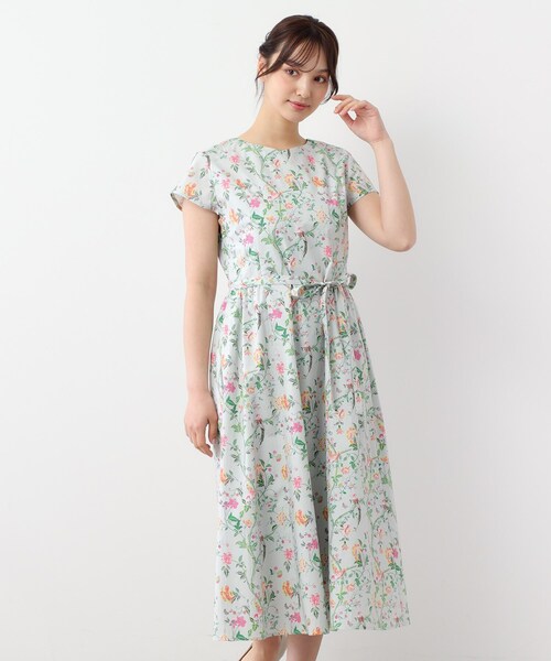 ローラアシュレイ　コットン100% ピンク パフスリーブ ロングワンピースUS8 LAURA ASHLEY / ローラ アシュレイ （レディース） ロング