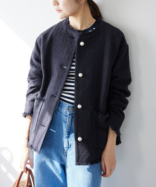 スローブイエナ　ツイード　ジャケット紺 SLOBE IENA（スローブイエナ） ツイードジャケット FREE ネイビー