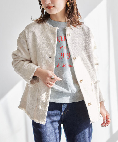 SLOBE IENA（スローブイエナ） ツイードジャケット FREE ネイビー