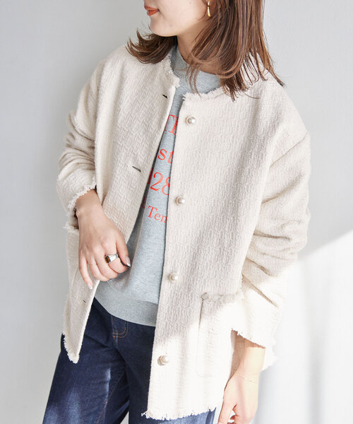 SLOBE IENA（スローブイエナ） ツイードジャケット FREE ネイビー