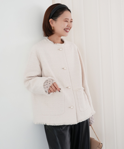 SLOBE IENA（スローブイエナ） ツイードジャケット FREE ネイビー