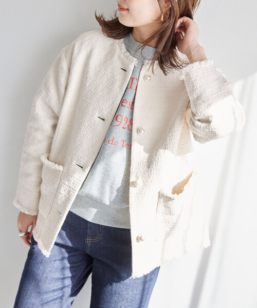 SLOBE IENA（スローブイエナ） ツイードジャケット FREE ネイビー