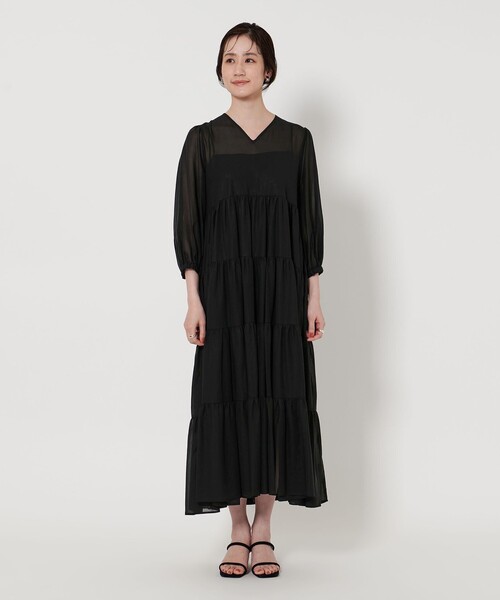 UNITED ARROWS ワンピース Vネック ティアードワンピース