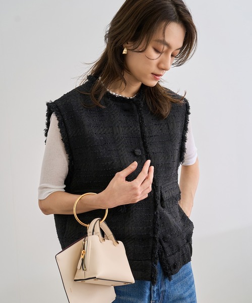 シーマリー　ツイード　ジレ crie conforto】フリンジツイードジレ｜WOMEN｜254GST30-044C