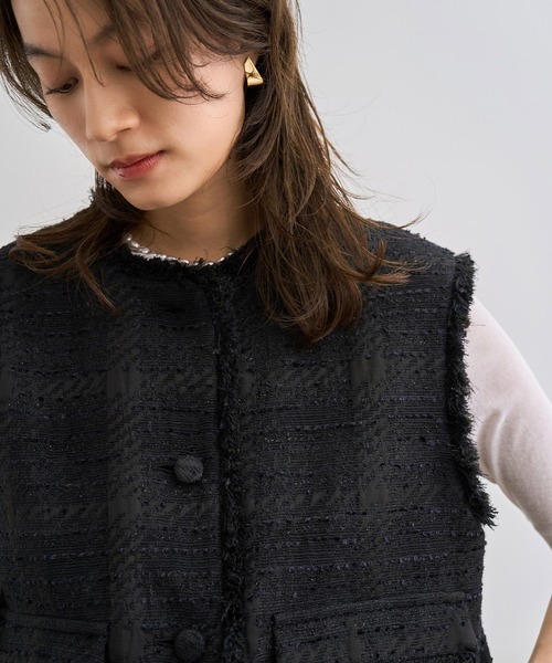 シーマリー　ツイード　ジレ crie conforto】フリンジツイードジレ｜WOMEN｜254GST30-044C