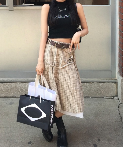 JUDIN（ジュディン） スカート 「ベルトSET」Belted layered pleats