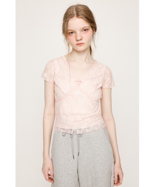 tシャツ ベロアメッシュレースアップＴシャツ / Velor Mesh Lace Up Tshirt レディース Velor Mesh Lace Up Tshirt - SALE