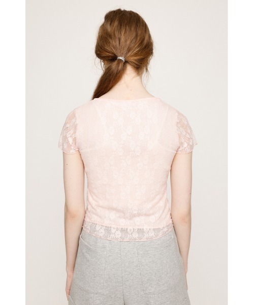 tシャツ V/N VELOURS TAPE LACE TOPS ヴイネック ベロア テープ レース トップス 夏服 半袖 レディース SLY tシャツ V/N VELOURS TAPE LACE TOPS ヴイネック ベロア