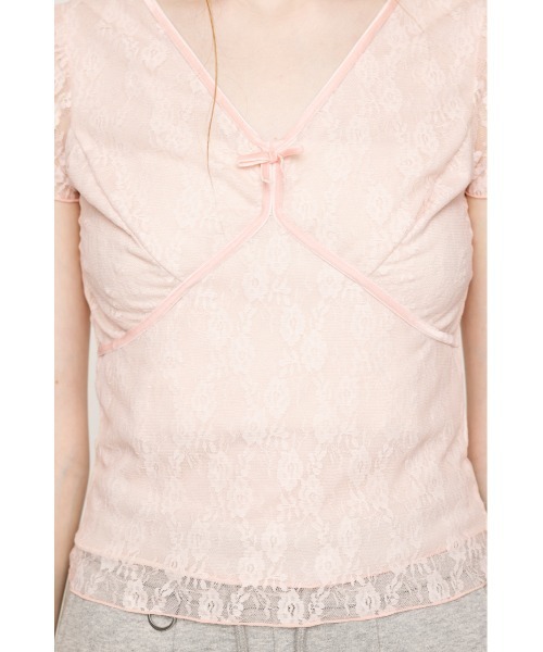 tシャツ V/N VELOURS TAPE LACE TOPS ヴイネック ベロア テープ レース トップス 夏服 半袖 レディース V/N VELOURS TAPE LACE TOPS ヴイネック ベロア テープ レース