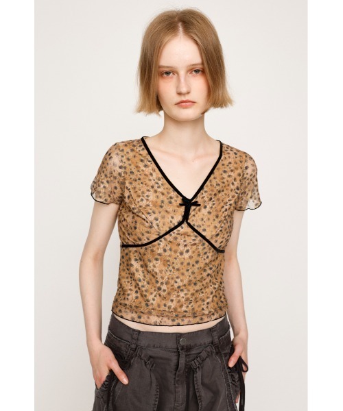 tシャツ velour tops / ベロアトップス レディース SLY tシャツ V/N VELOURS TAPE LACE TOPS ヴイネック ベロア
