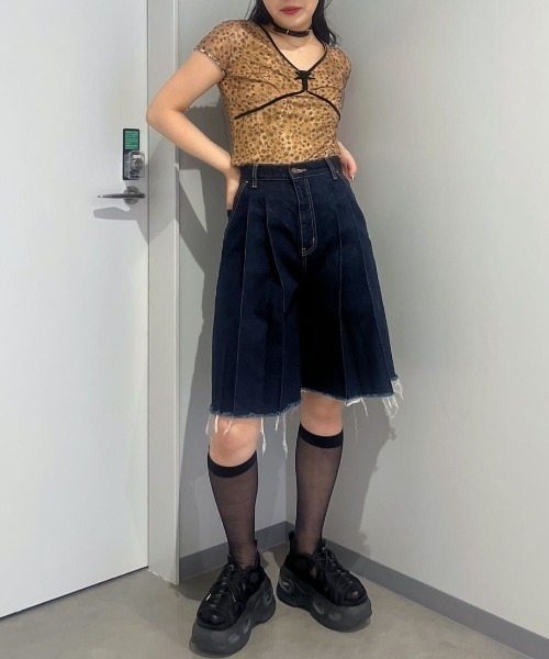 SLY tシャツ V/N VELOURS TAPE LACE TOPS ヴイネック ベロア