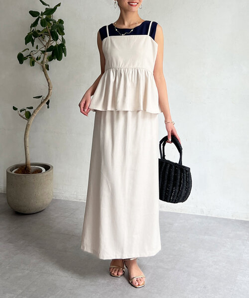 Chez toi（シェトワ） ワンピース キャミペプラム×タイトスカート