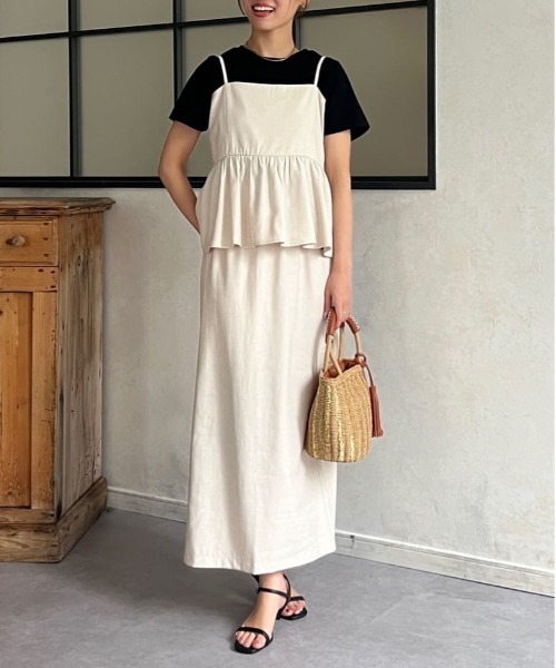 TAO タオ ワンピース 白 F 2012224L0036 Chez toi ワンピース キャミペプラム×タイトスカート : ZOZOTOWN