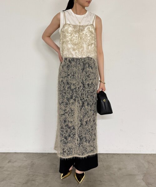 Loungedress ワンピース シアーレースキャミワンピース