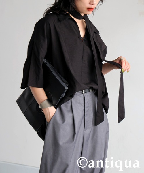 なお商品です antiqua（アンティカ） ブラウス シャツ スカーフ付きスキッパーシャツ