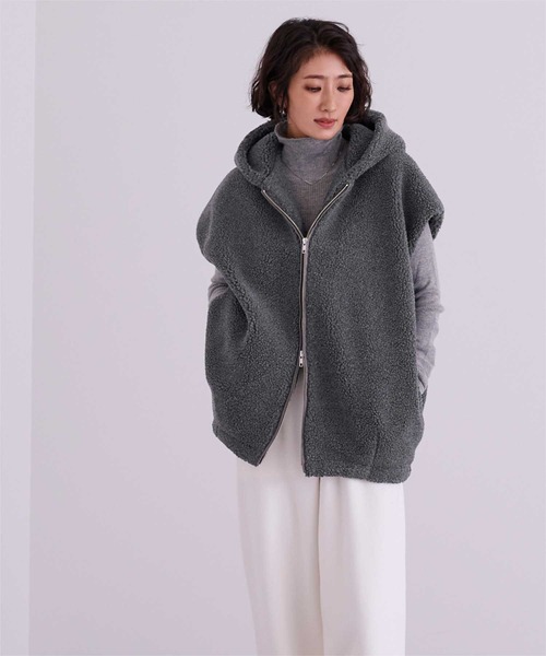 ur's（ユアーズ） ベスト ジレ フーディーボアベスト レディース