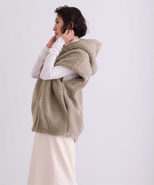 ur's（ユアーズ） ベスト ジレ フーディーボアベスト レディース