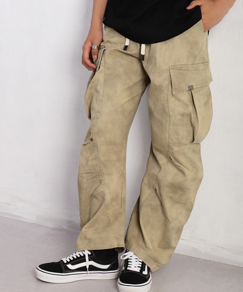 SEA カーゴパンツ カーキ WESTSEA（ウエストシー） カーゴパンツ ムラ染め バルーンカーゴパンツ