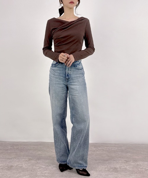 CLOTHY tシャツ 「大人の抜け感を演出する、上品ドレープトップス