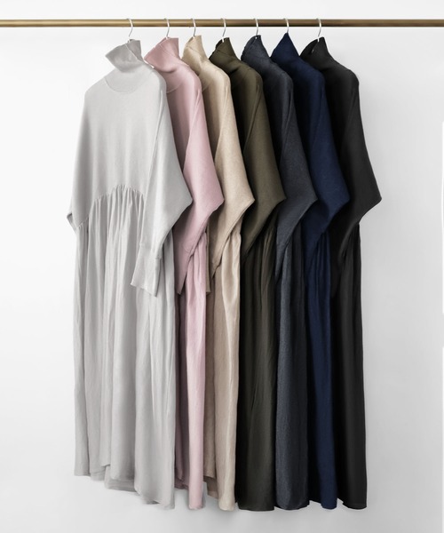 ELFRANK ワンピース タートルネック ロング ニット ワンピース