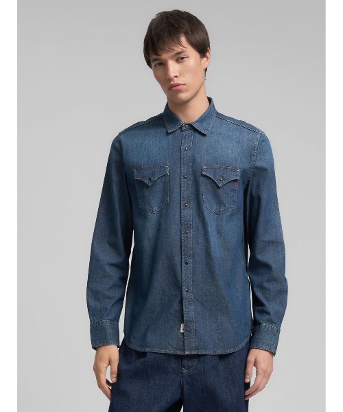 REPLAY（リプレイ） シャツ 6.5OZ ダメージ加工デニムウエスタンシャツ