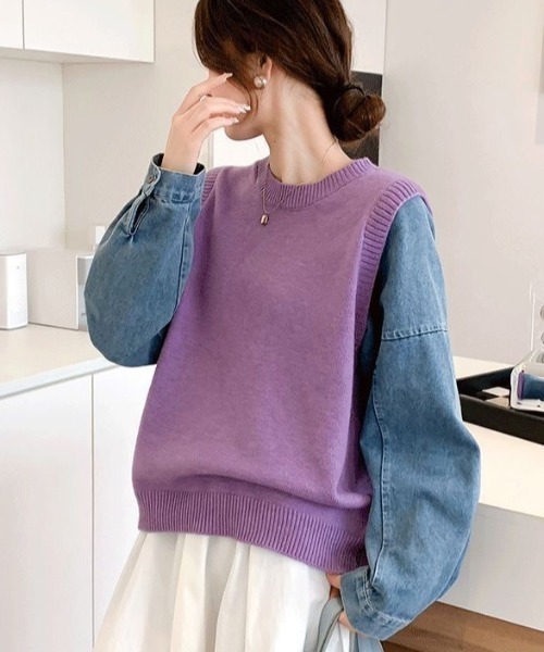 LADY LIKE（レディライク） ニット セーター 「秋冬新作」デニムシャツ