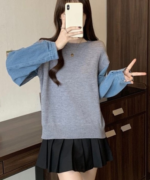 LADY LIKE（レディライク） ニット セーター 「秋冬新作」デニムシャツ