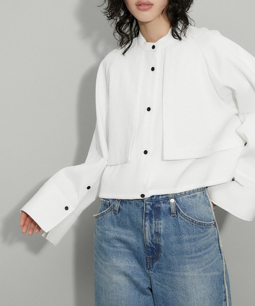 アダム・エ・ロペ　新品タグ付きジャケット　ホワイト　定価33,000 ADAM ET ROPE'（アダムエロペ） ノーカラージャケット FREE ホワイト