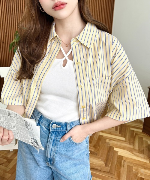 「moment+」 半袖シャツ M ピンク レディース_画像2