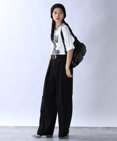 「JEANASIS」 半袖Tシャツ FREE チャコールグレー レディース_画像4