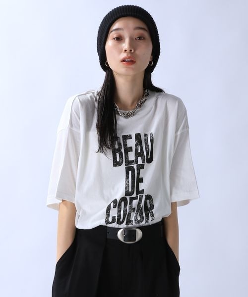 「JEANASIS」 半袖Tシャツ FREE チャコールグレー レディース_画像5